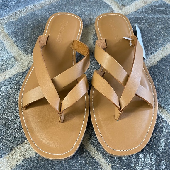 Madewell Leather Camel Boardwalk Sandals Size 6/NWT - Picture 2 of 8